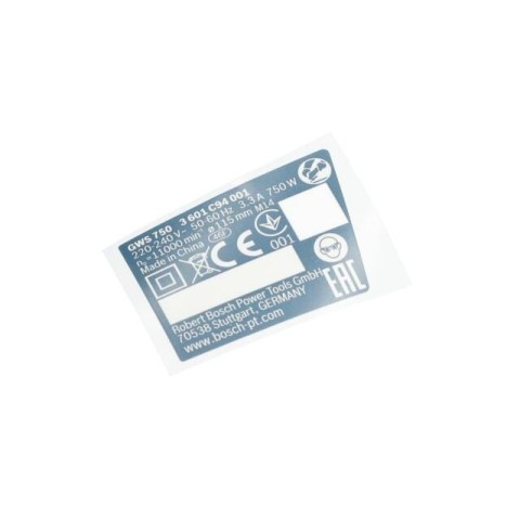 Bosch Tip Etiketi — GWS 750 (1 619 P20 838) Bosch Tip Etiketi — GWS 750 (1 619 P20 838)
