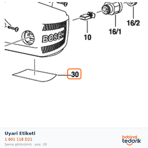 Bosch Uyari Etiketi — GBL 800 E (1 601 118 D21)