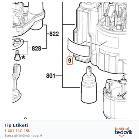 Bosch Tip Etiketi — GOF 1250 CE (1 601 11C 15U)