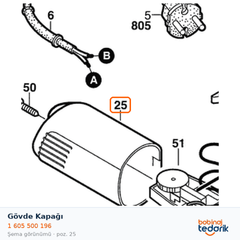 Bosch Gövde Kapağı — GWS 6-115 E (1 605 500 196)