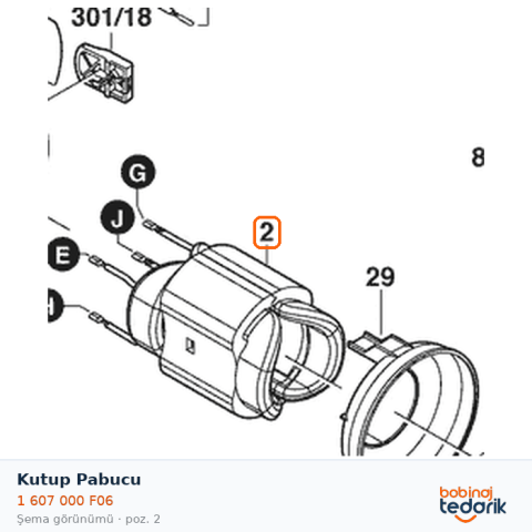 Bosch Kutup Pabucu — GWS 11-125 (1 607 000 F06) Bosch Kutup Pabucu — GWS 11-125 (1 607 000 F06)