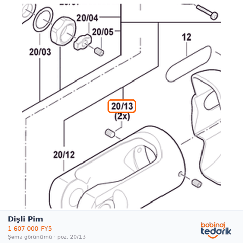 Bosch Dişli Pim — GKH 18V-50 (1 607 000 FY5) Bosch Dişli Pim — GKH 18V-50 (1 607 000 FY5)