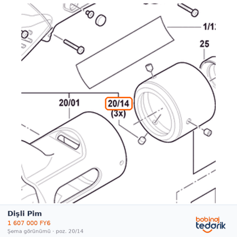 Bosch Dişli Pim — GKH 18V-50 (1 607 000 FY6) Bosch Dişli Pim — GKH 18V-50 (1 607 000 FY6)