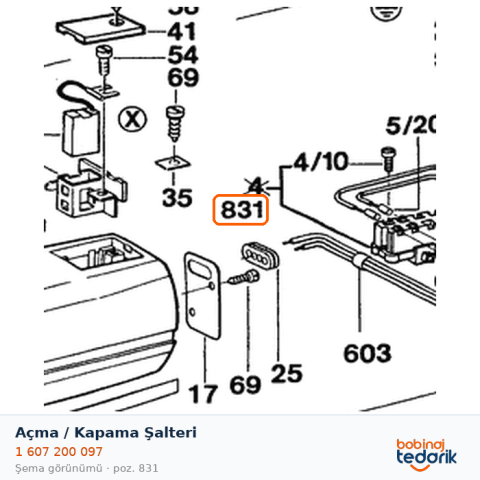 Bosch Açma / Kapama Şalteri — GZWS 1339.1 (1 607 200 097)