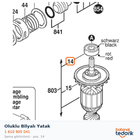 Bosch Oluklu Bilyalı Yatak — GBH 5-38 D (1 610 905 041) Bosch Oluklu Bilyalı Yatak — GBH 5-38 D (1 610 905 041)