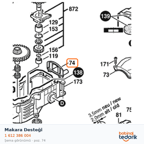 Bosch Makara Desteği — GBH 10 DCE (1 612 386 004) Bosch Makara Desteği — GBH 10 DCE (1 612 386 004)