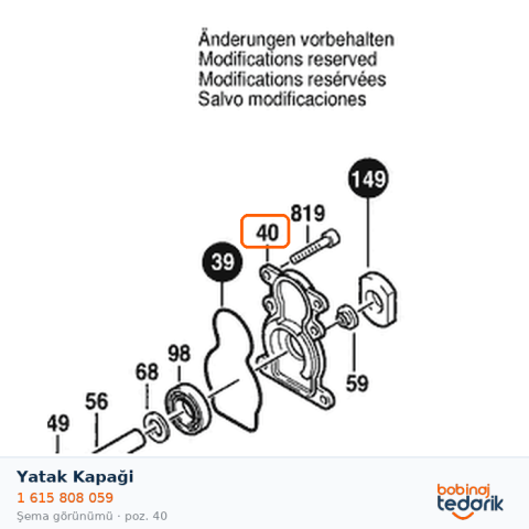 Bosch Yatak Kapaği — GBH 8/65 DCE (1 615 808 059) Bosch Yatak Kapaği — GBH 8/65 DCE (1 615 808 059)