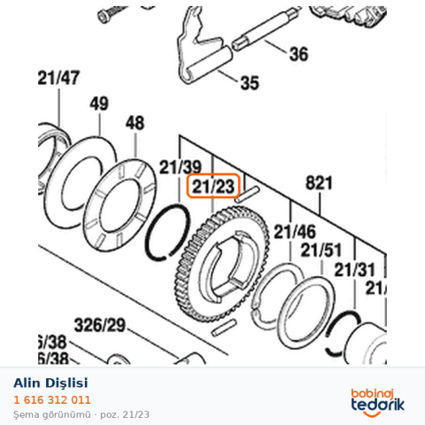Bosch Alin Dişlisi — GBH 14,4 V-LI (1 616 312 011) Bosch Alin Dişlisi — GBH 14,4 V-LI (1 616 312 011)