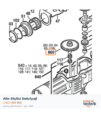 Bosch Alin Dişlisi Debriyaji — GBH 10 DCE (1 617 000 993)