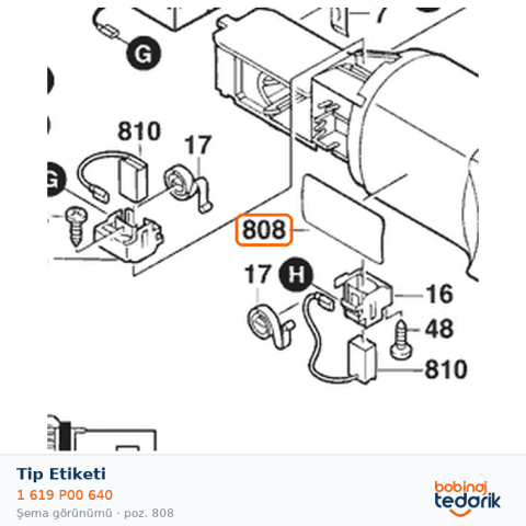 Bosch Tip Etiketi — GWS 850 CE (1 619 P00 640) Bosch Tip Etiketi — GWS 850 CE (1 619 P00 640)