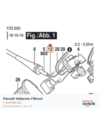 Bosch Parazit Giderme Filtresi — GKS 190 (1 619 P06 210) Bosch Parazit Giderme Filtresi — GKS 190 (1 619 P06 210)
