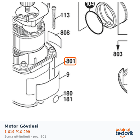 Bosch Motor Gövdesi — GBH 5-38 D (1 619 P10 299) Bosch Motor Gövdesi — GBH 5-38 D (1 619 P10 299)
