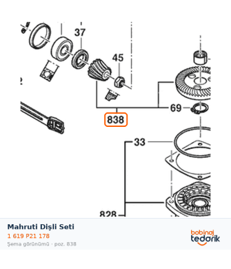 Bosch Mahruti Dişli Seti — GWS 12-125 (1 619 P21 178) Bosch Mahruti Dişli Seti — GWS 12-125 (1 619 P21 178)