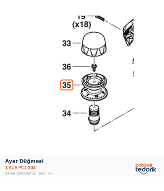 Bosch Ayar Düğmesi — GHO 18V-26 (1 619 PC1 508) Bosch Ayar Düğmesi — GHO 18V-26 (1 619 PC1 508)
