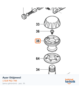 Bosch Ayar Düğmesi — GHO 20-82 (1 619 PS2 794) Bosch Ayar Düğmesi — GHO 20-82 (1 619 PS2 794)