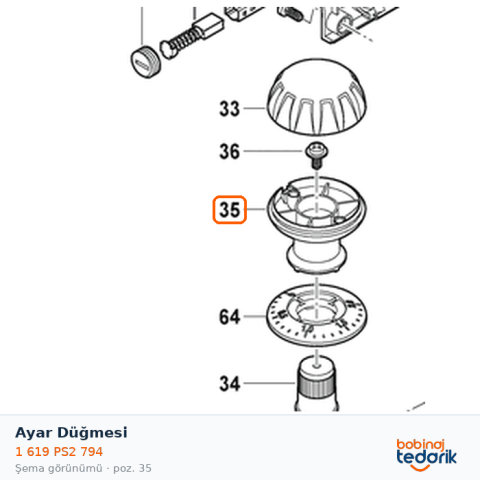 Bosch Ayar Düğmesi — GHO 20-82 (1 619 PS2 794) Bosch Ayar Düğmesi — GHO 20-82 (1 619 PS2 794)