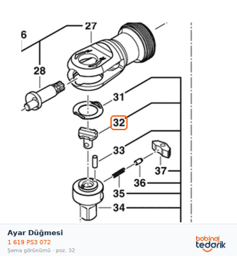 Bosch Ayar Düğmesi — GRC 12V-60 3/8 SN (1 619 PS3 072) Bosch Ayar Düğmesi — GRC 12V-60 3/8 SN (1 619 PS3 072)