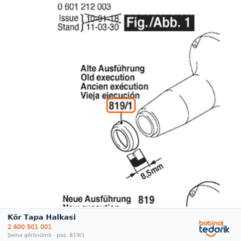 Bosch Kör Tapa Halkasi — GGS 7 (2 600 501 001)