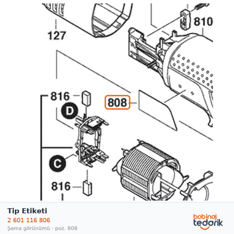 Bosch Tip Etiketi — GST 120 E (2 601 116 806) Bosch Tip Etiketi — GST 120 E (2 601 116 806)