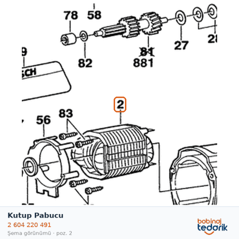 Bosch Kutup Pabucu — GSB 20-2 REM (2 604 220 491) Bosch Kutup Pabucu — GSB 20-2 REM (2 604 220 491)