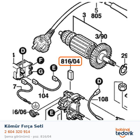 Bosch Kömür Fırça Seti — GST 100 (2 604 320 914) Bosch Kömür Fırça Seti — GST 100 (2 604 320 914)
