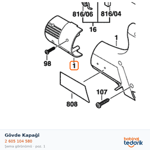 Bosch Gövde Kapaği — GST 100 (2 605 104 580) Bosch Gövde Kapaği — GST 100 (2 605 104 580)
