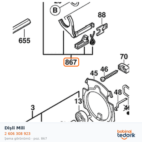Bosch Dişli Mili — GSB 22-2 RE (2 606 308 923) Bosch Dişli Mili — GSB 22-2 RE (2 606 308 923)
