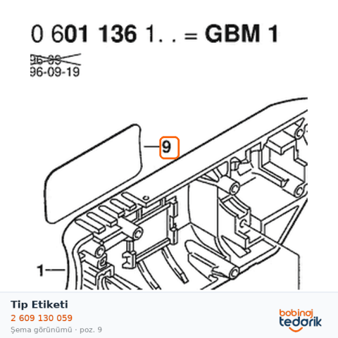 Bosch Tip Etiketi — GBM 1 (2 609 130 059) Bosch Tip Etiketi — GBM 1 (2 609 130 059)