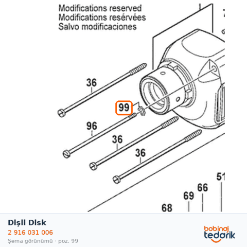 Bosch Dişli Disk — GDB 1600 DE (2 916 031 006) Bosch Dişli Disk — GDB 1600 DE (2 916 031 006)