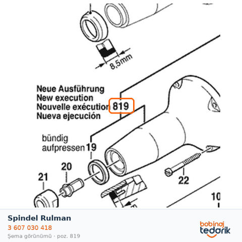 Bosch Spindel Rulman — GGS 27 LC (3 607 030 418) Bosch Spindel Rulman — GGS 27 LC (3 607 030 418)