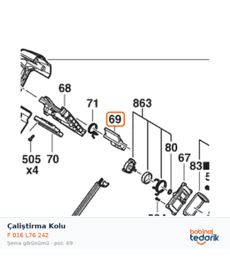 Bosch Çaliştirma Kolu — GFR 36 V-LI 251M (F 016 L76 242) Bosch Çaliştirma Kolu — GFR 36 V-LI 251M (F 016 L76 242)