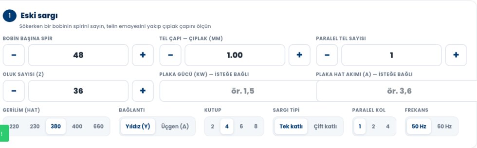 Sarım Dönüştürme: mevcut sargı bilgileri