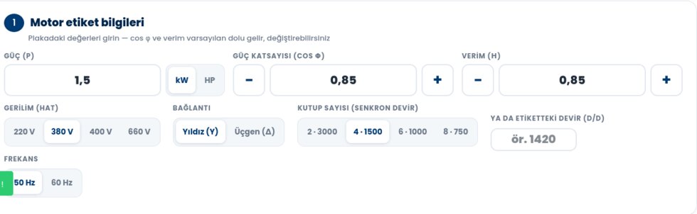 Üç fazlı motor sarımı: motor etiket bilgileri adımı