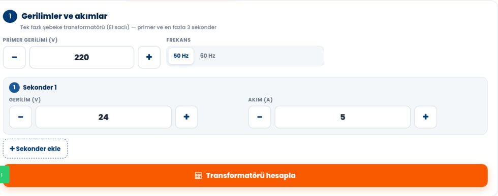 Transformatör sarımı: gerilim ve akım girişleri